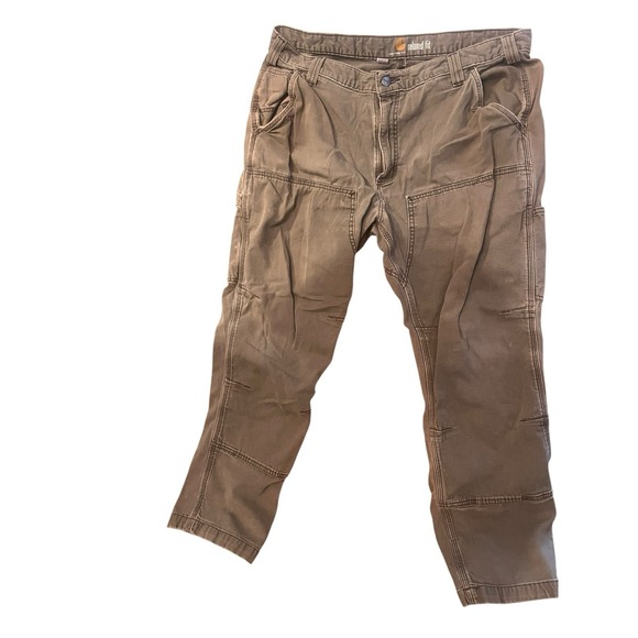 Carhartt Utility Pants Relaxed Fit Workwear Olive Green/Brown Size 38x30 - Picture 3 of 6